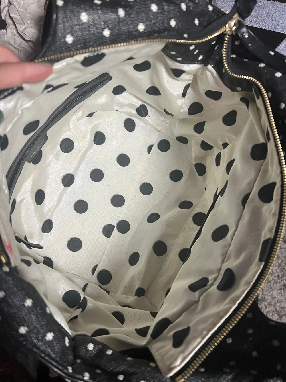 kate spade Black Polka Dot Bow Hobo Bag